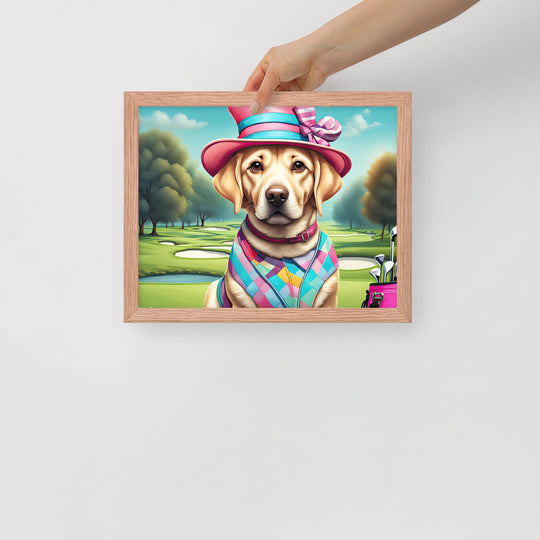 Framed poster-Labrador Retriever Golfer V9