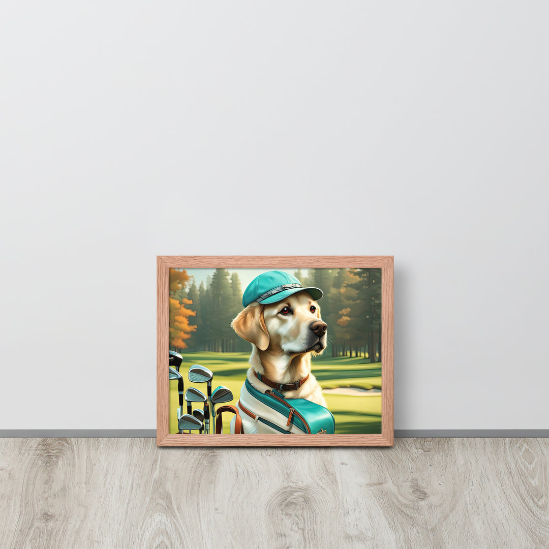 Framed poster-Labrador Retriever Golfer V10