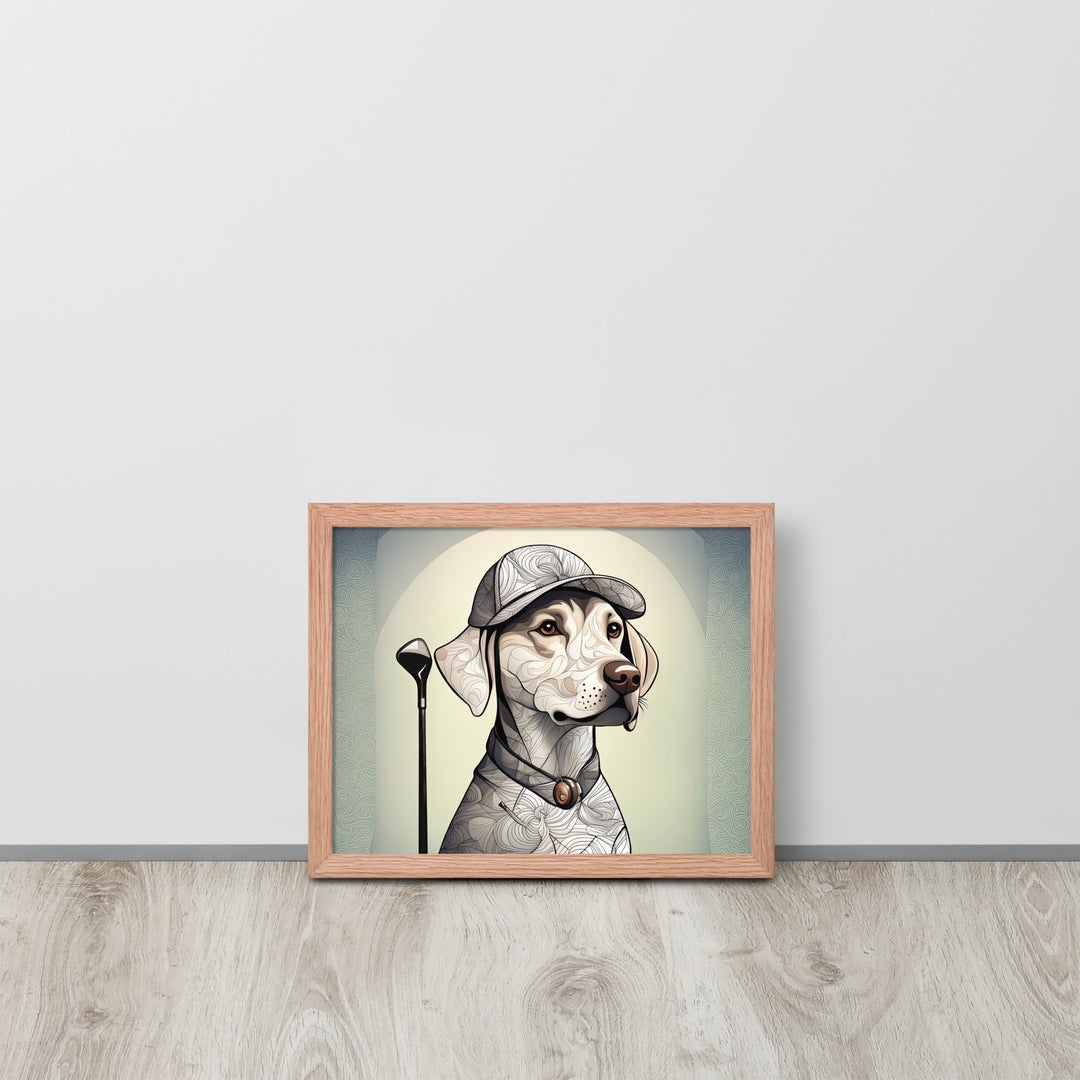 Framed poster-Labrador Retriever Golfer V22