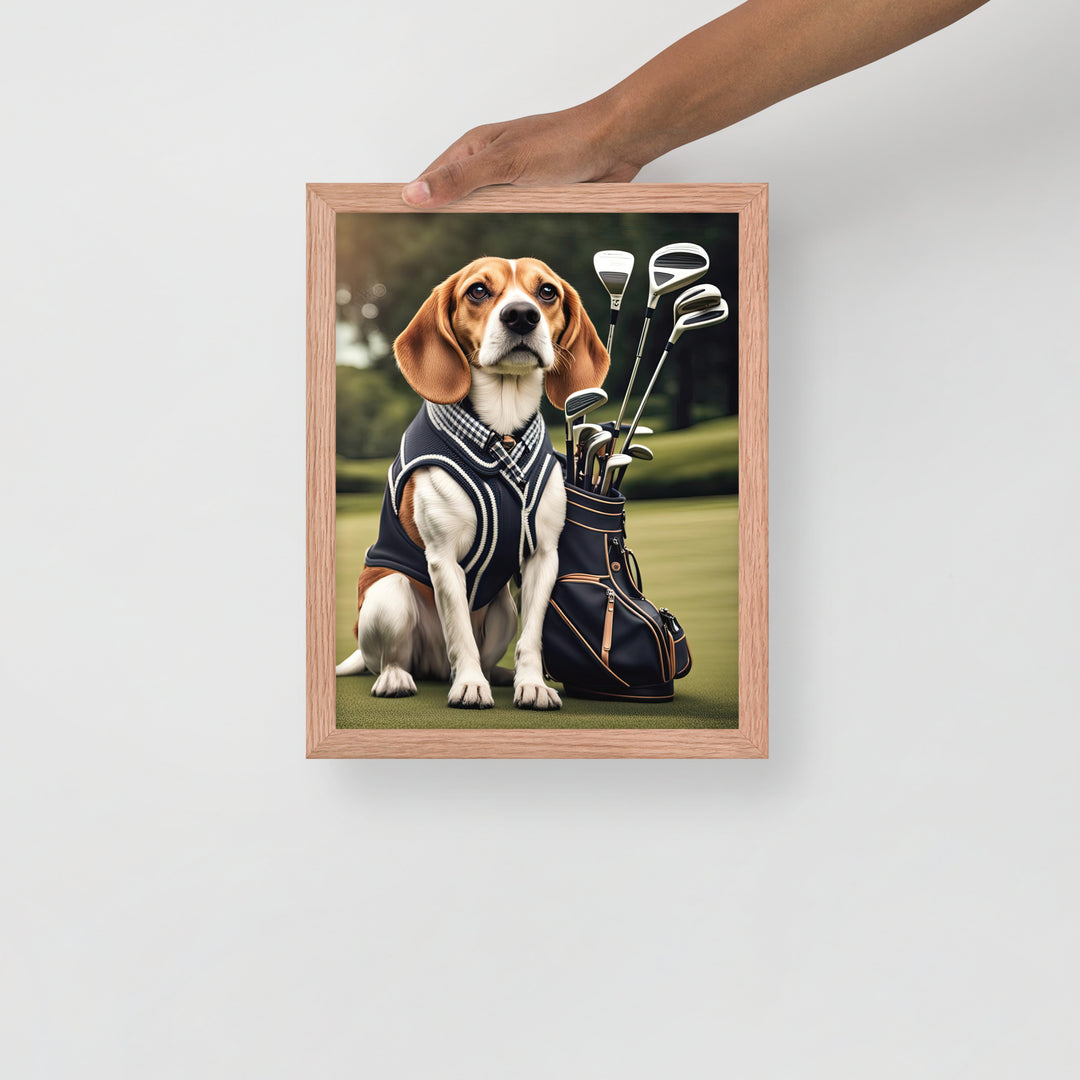 Beagle Golfer- Framed poster