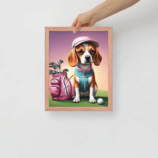 Beagle Golfer- Framed poster v3