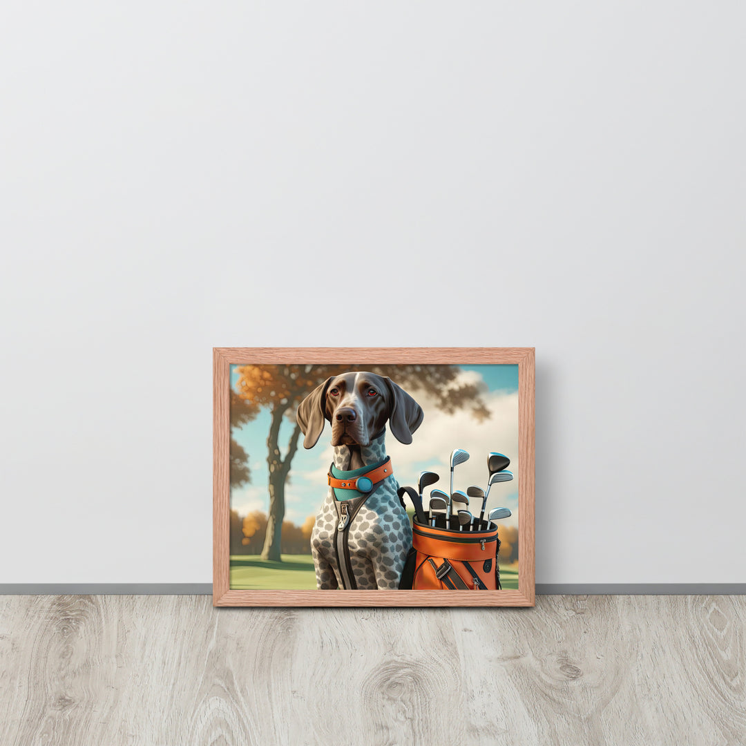 German Shorthaired Pointer Golfer- Framed poster