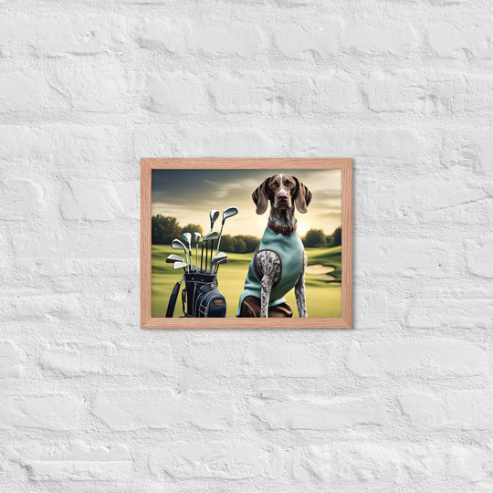 German Shorthaired Pointer Golfer- Framed poster v2