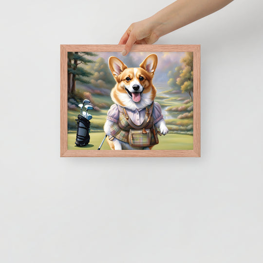 Pembroke Welsh Corgi Golfer- Framed poster v4