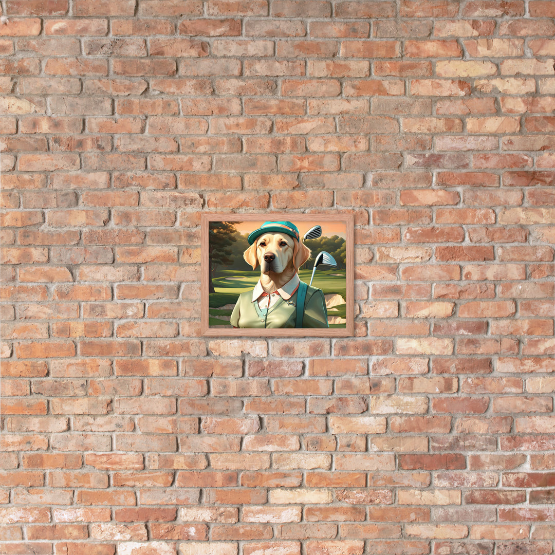 Framed poster-Labrador Retriever Golfer V14