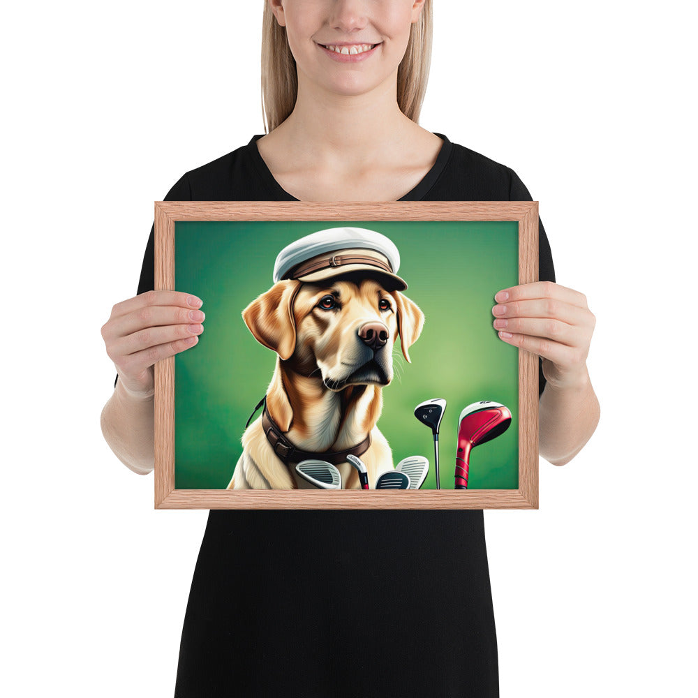 Framed poster-Labrador Retriever Golfer V3