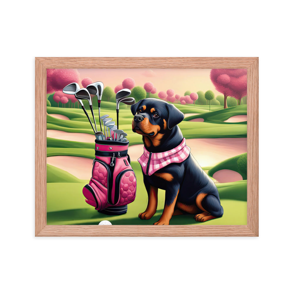 Rottweiler Golfer- Framed poster