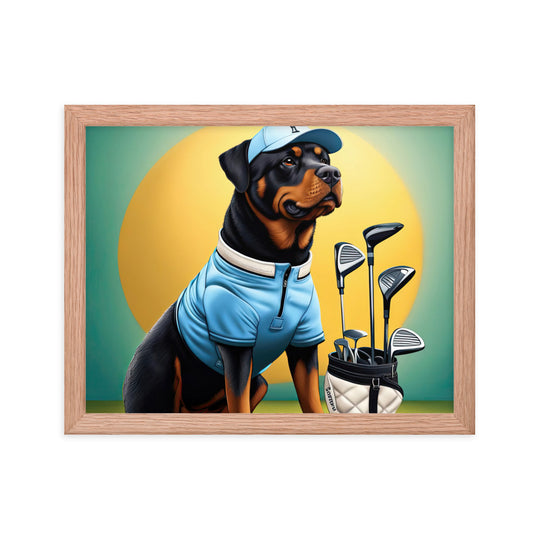 Rottweiler Golfer- Framed poster v2