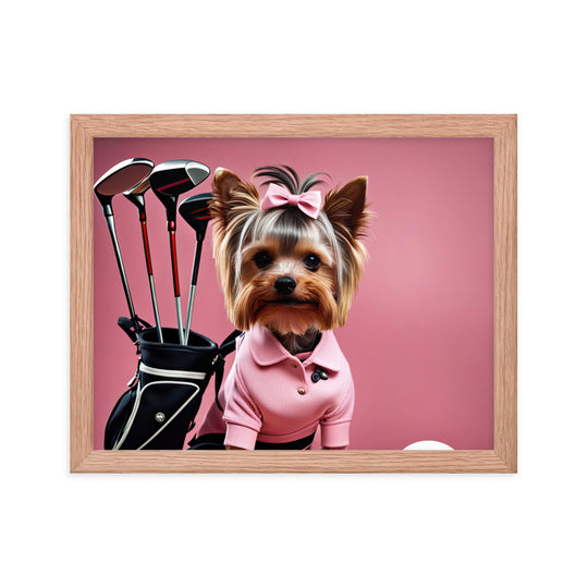 Yorkshire Terrier Golfer- Framed poster