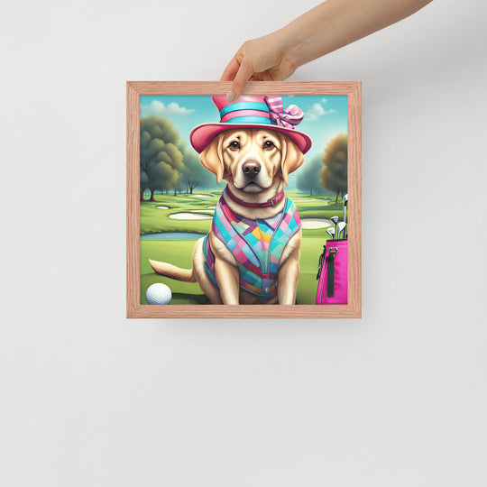 Framed poster-Labrador Retriever Golfer V9