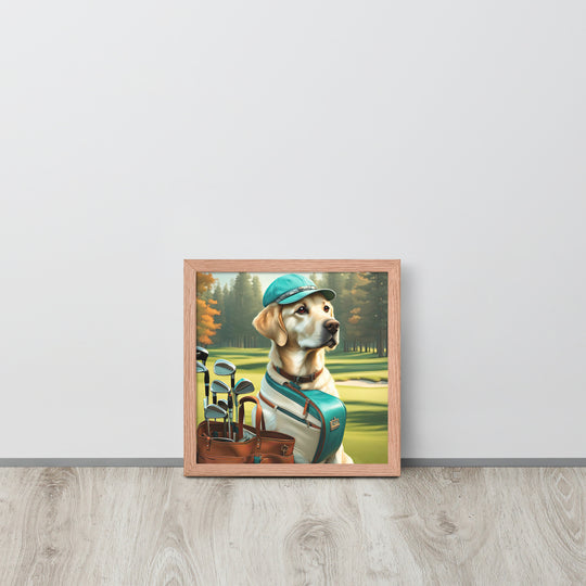 Framed poster-Labrador Retriever Golfer V10