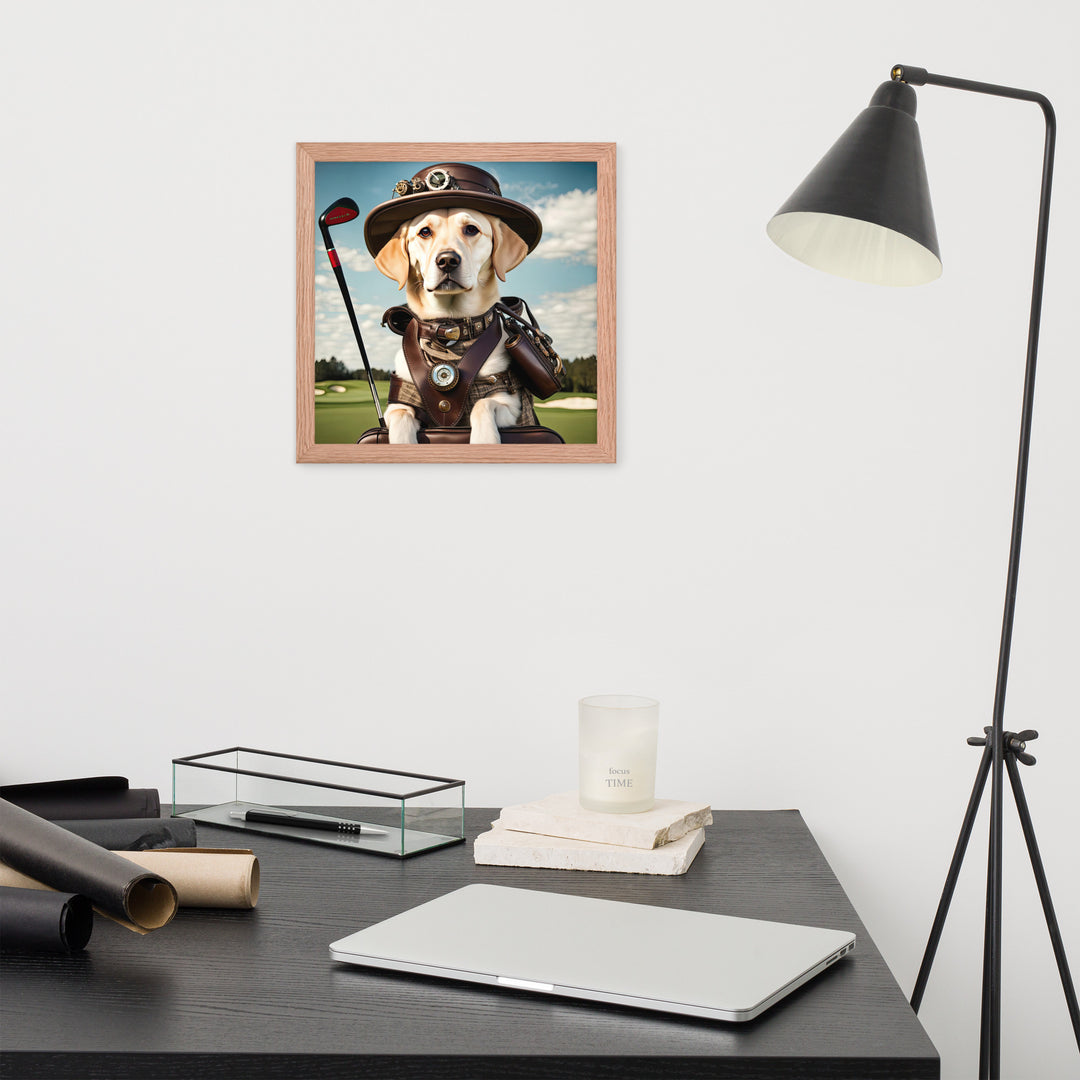 Framed poster-Labrador Retriever Golfer V20