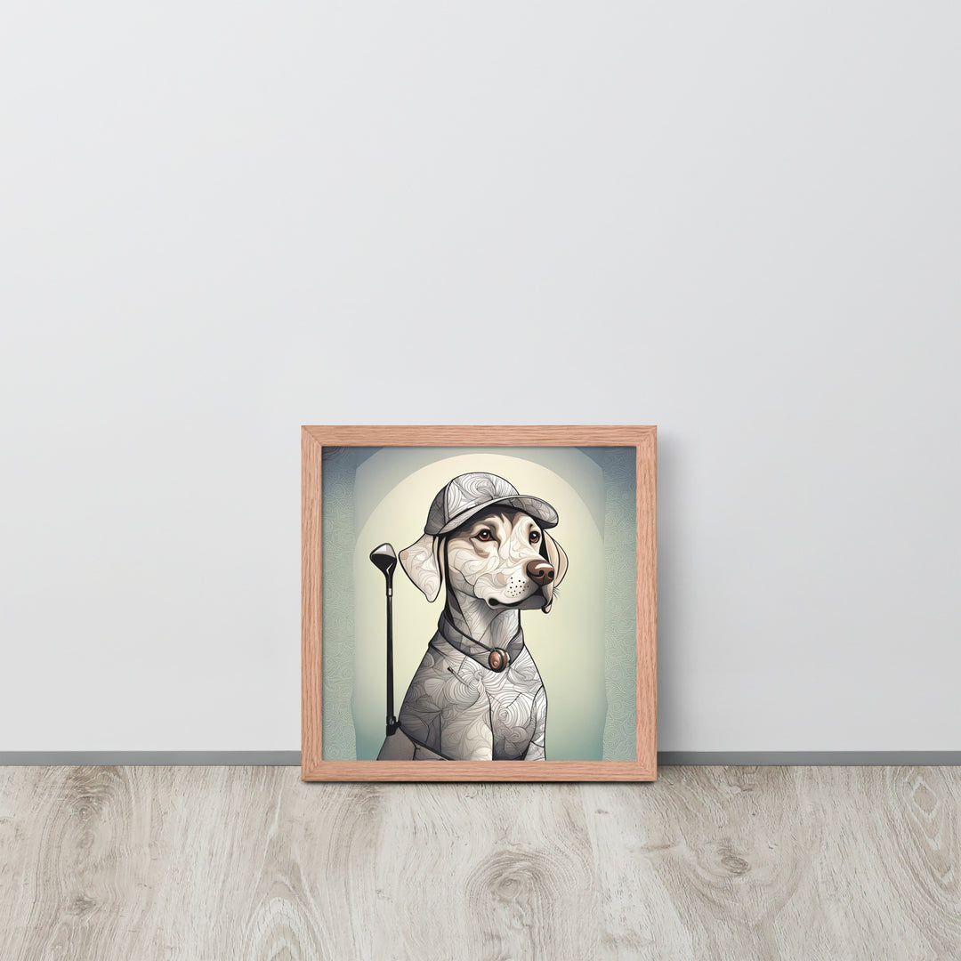 Framed poster-Labrador Retriever Golfer V22