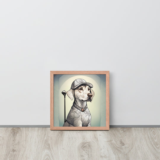 Framed poster-Labrador Retriever Golfer V22