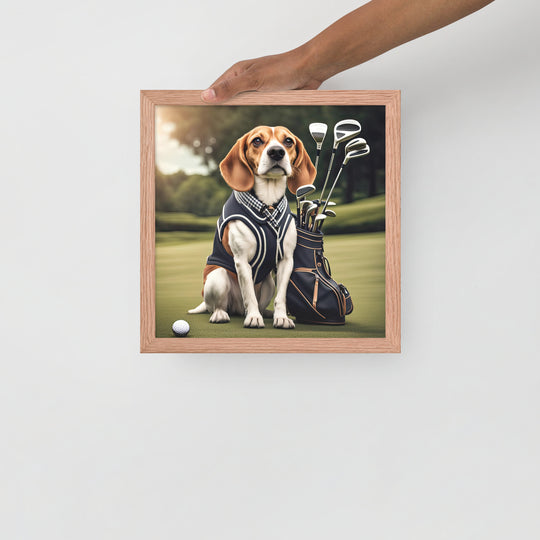 Beagle Golfer- Framed poster