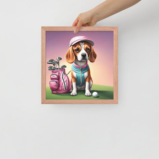 Beagle Golfer- Framed poster v3