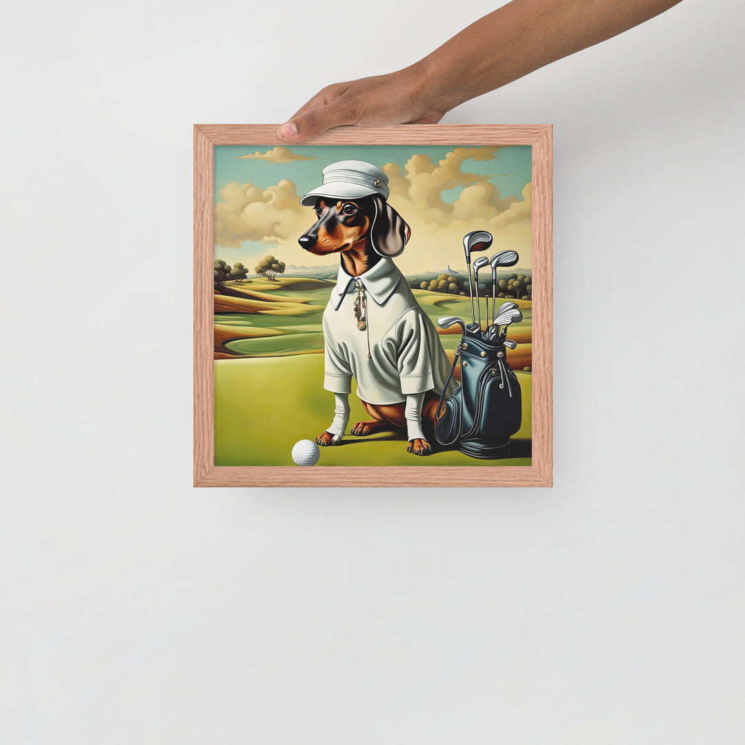 Dachshund Golfer- Framed poster v3