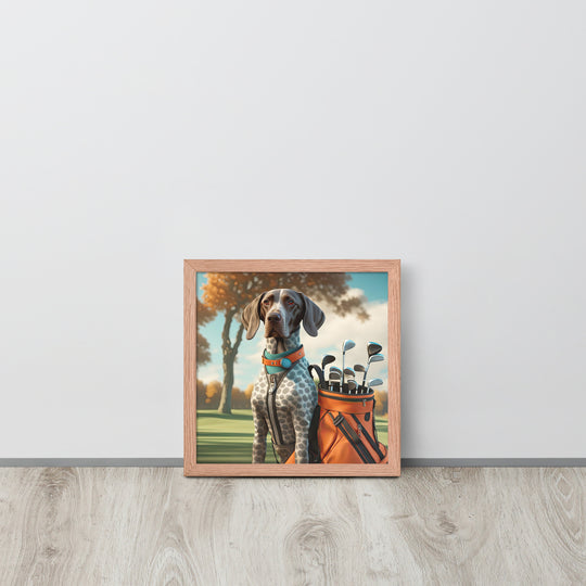 German Shorthaired Pointer Golfer- Framed poster