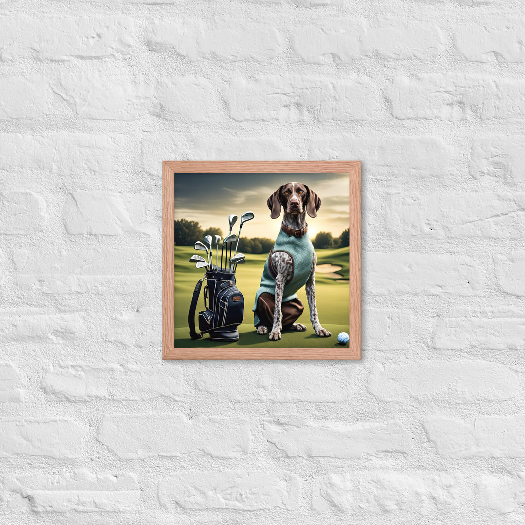 German Shorthaired Pointer Golfer- Framed poster v2