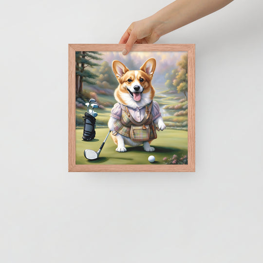 Pembroke Welsh Corgi Golfer- Framed poster v4