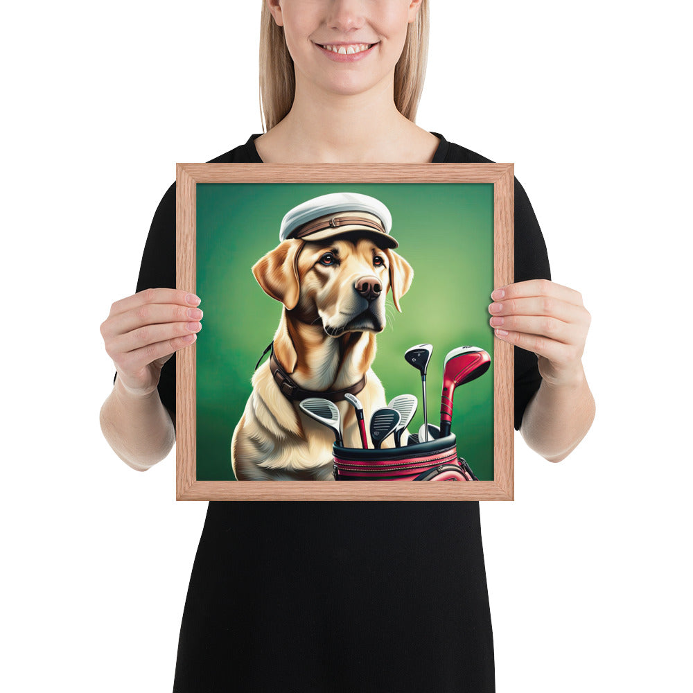 Framed poster-Labrador Retriever Golfer V3