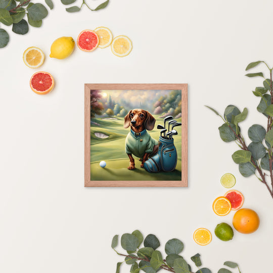 Dachshund Golfer- Framed poster