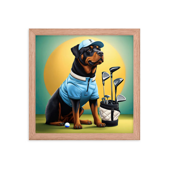 Rottweiler Golfer- Framed poster v2