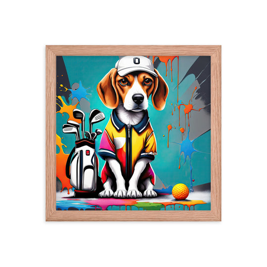 Beagle Golfer- Framed poster v4