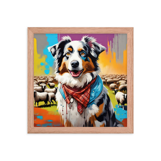 Australian Shepherd- Framed poster v3