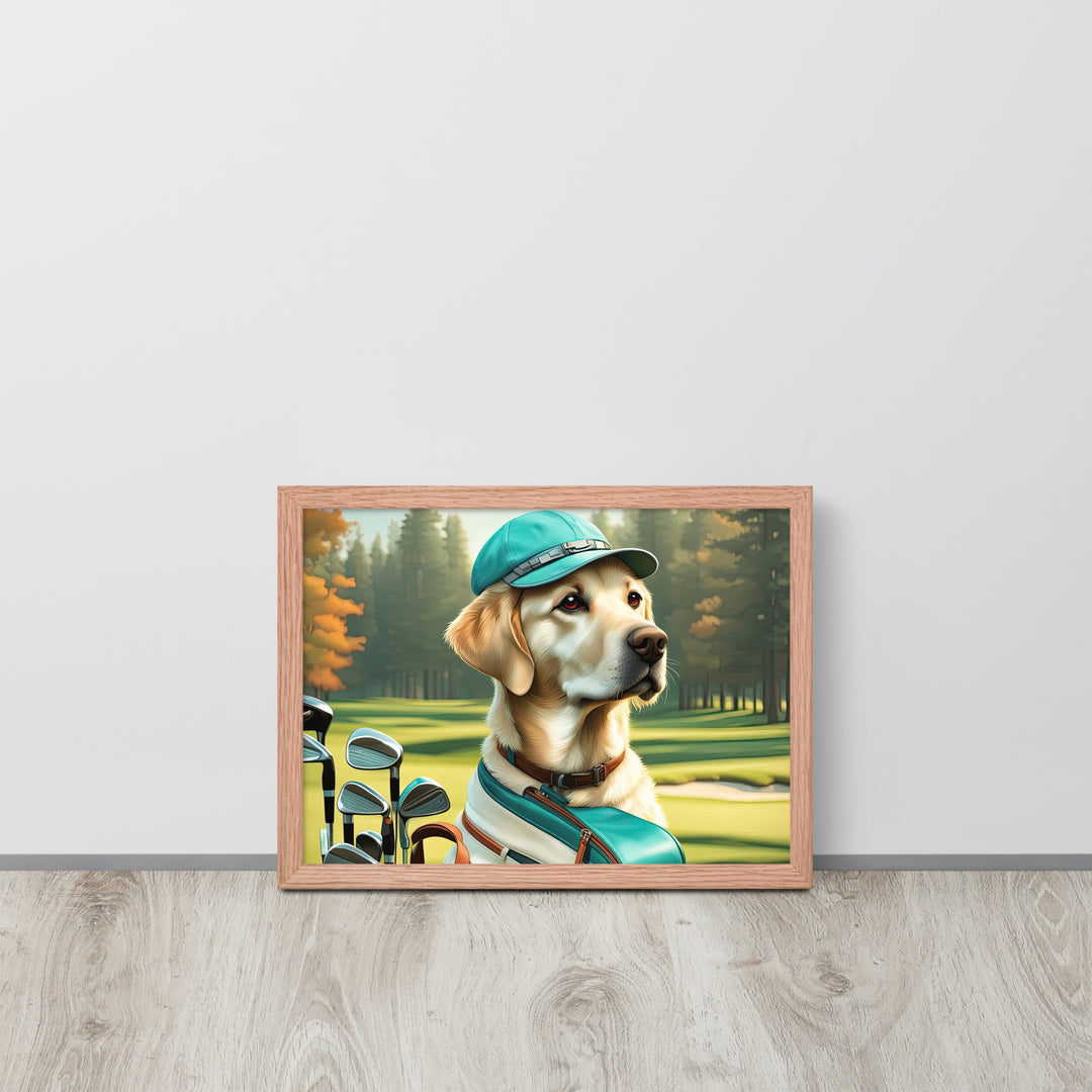 Framed poster-Labrador Retriever Golfer V10