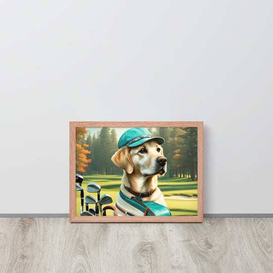 Framed poster-Labrador Retriever Golfer V10