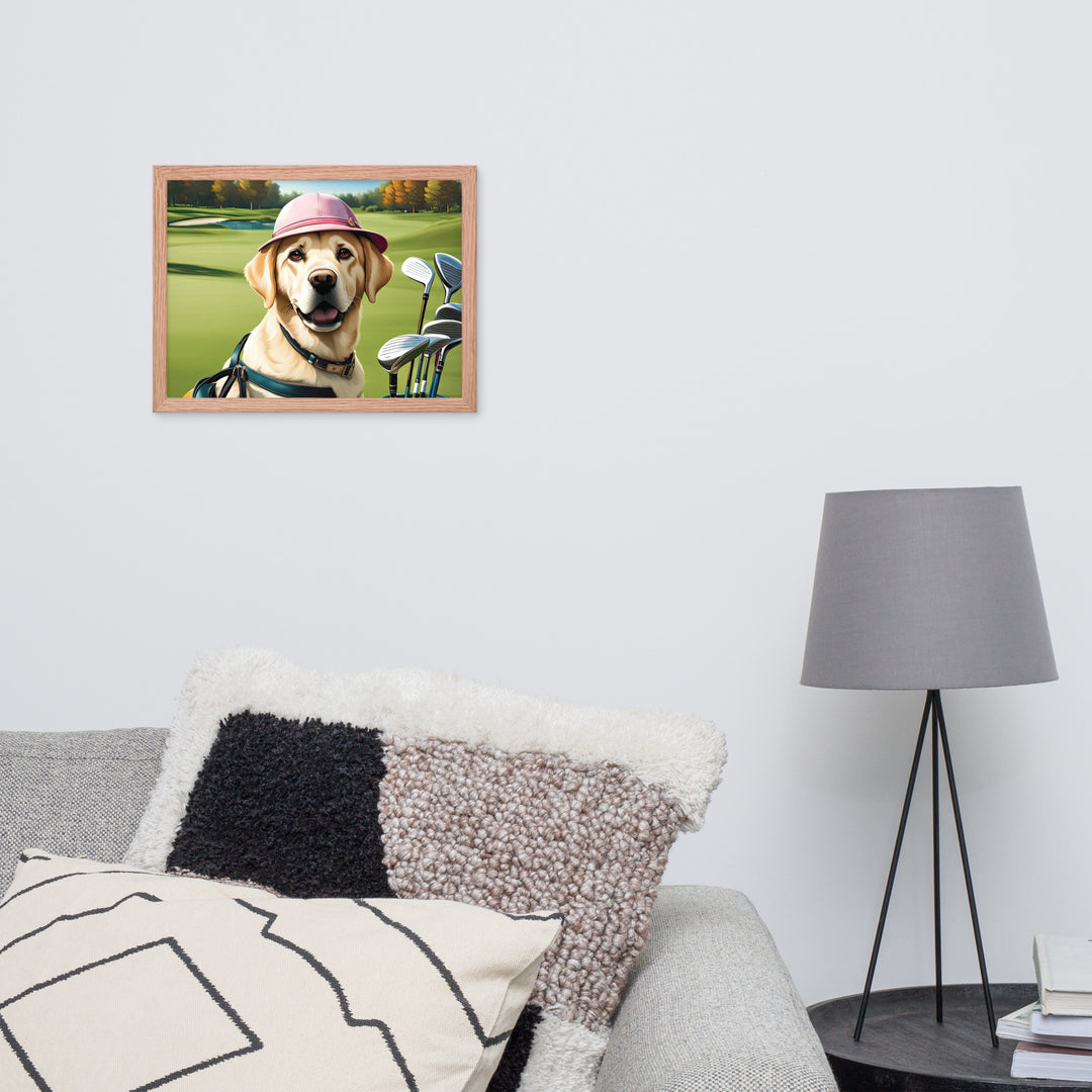 Framed poster-Labrador Retriever Golfer V19