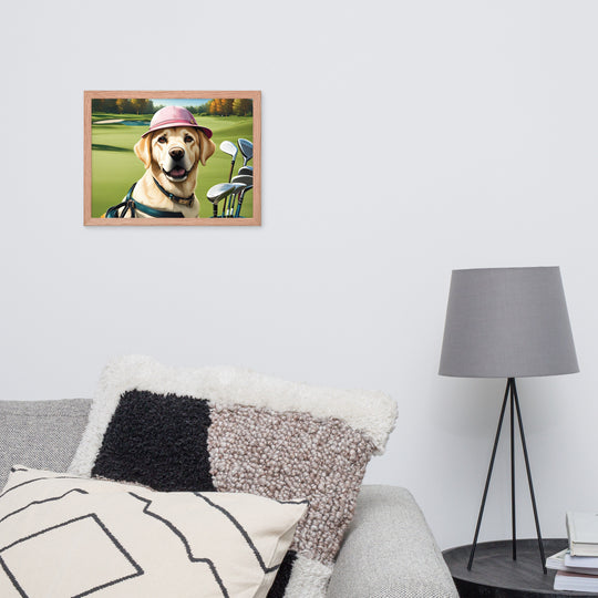 Framed poster-Labrador Retriever Golfer V19