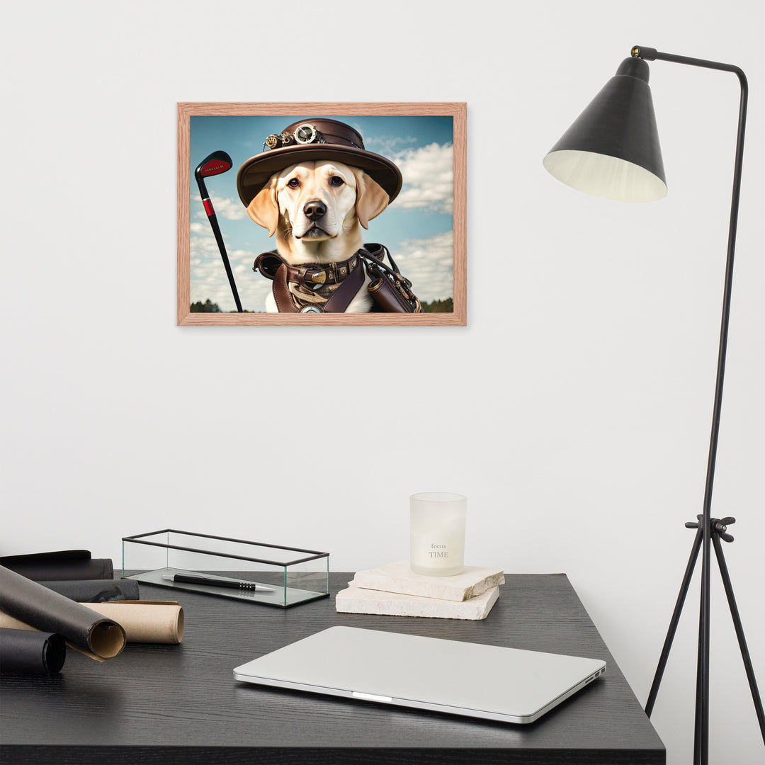 Framed poster-Labrador Retriever Golfer V20