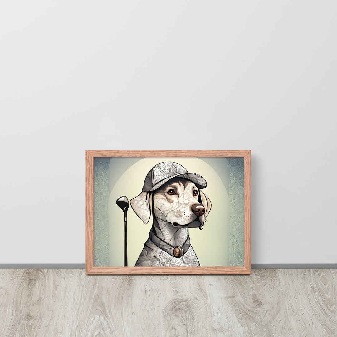 Framed poster-Labrador Retriever Golfer V22