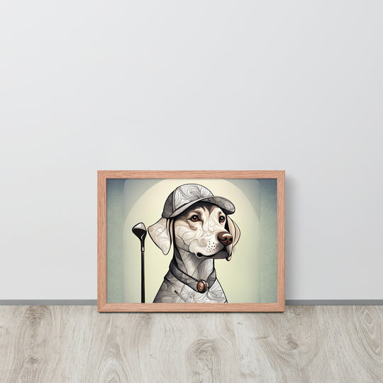 Framed poster-Labrador Retriever Golfer V22