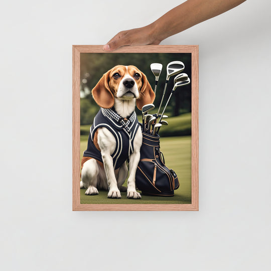 Beagle Golfer- Framed poster