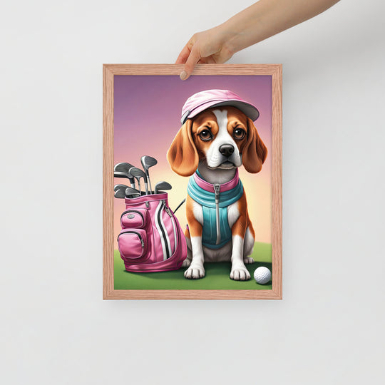 Beagle Golfer- Framed poster v3