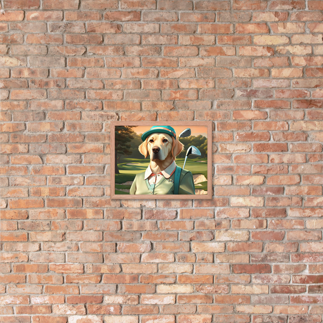 Framed poster-Labrador Retriever Golfer V14