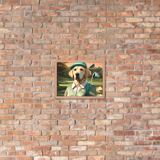 Framed poster-Labrador Retriever Golfer V14