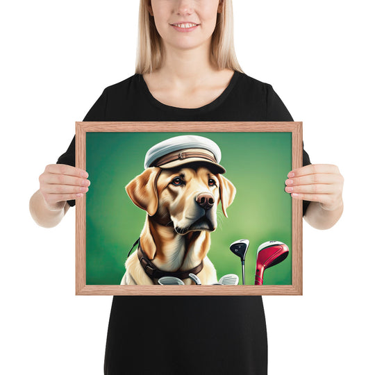 Framed poster-Labrador Retriever Golfer V3