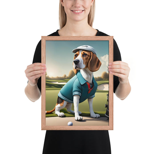 Beagle Golfer- Framed poster v2