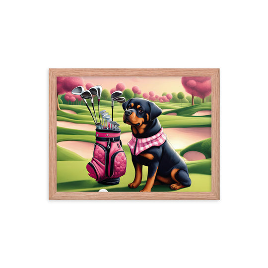 Rottweiler Golfer- Framed poster