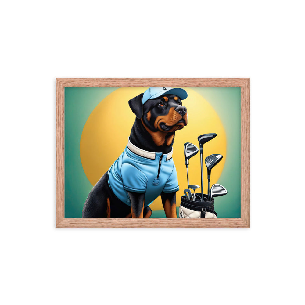 Rottweiler Golfer- Framed poster v2