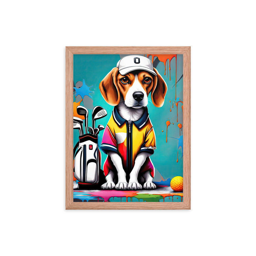 Beagle Golfer- Framed poster v4