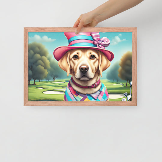 Framed poster-Labrador Retriever Golfer V9