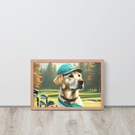 Framed poster-Labrador Retriever Golfer V10