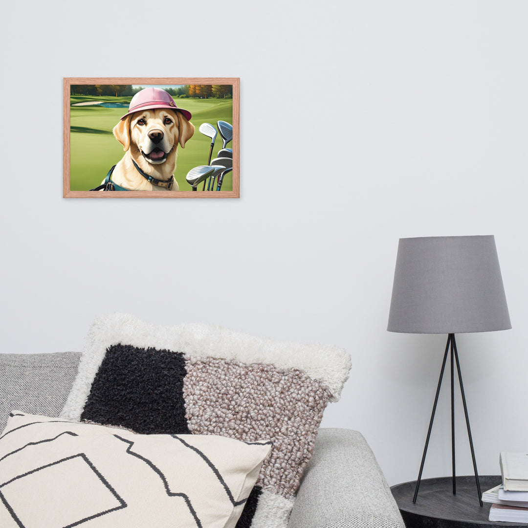 Framed poster-Labrador Retriever Golfer V19