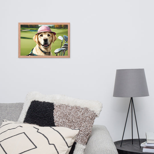 Framed poster-Labrador Retriever Golfer V19