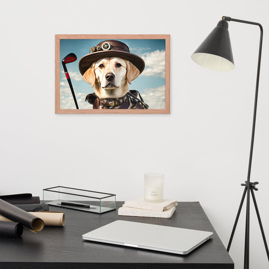 Framed poster-Labrador Retriever Golfer V20